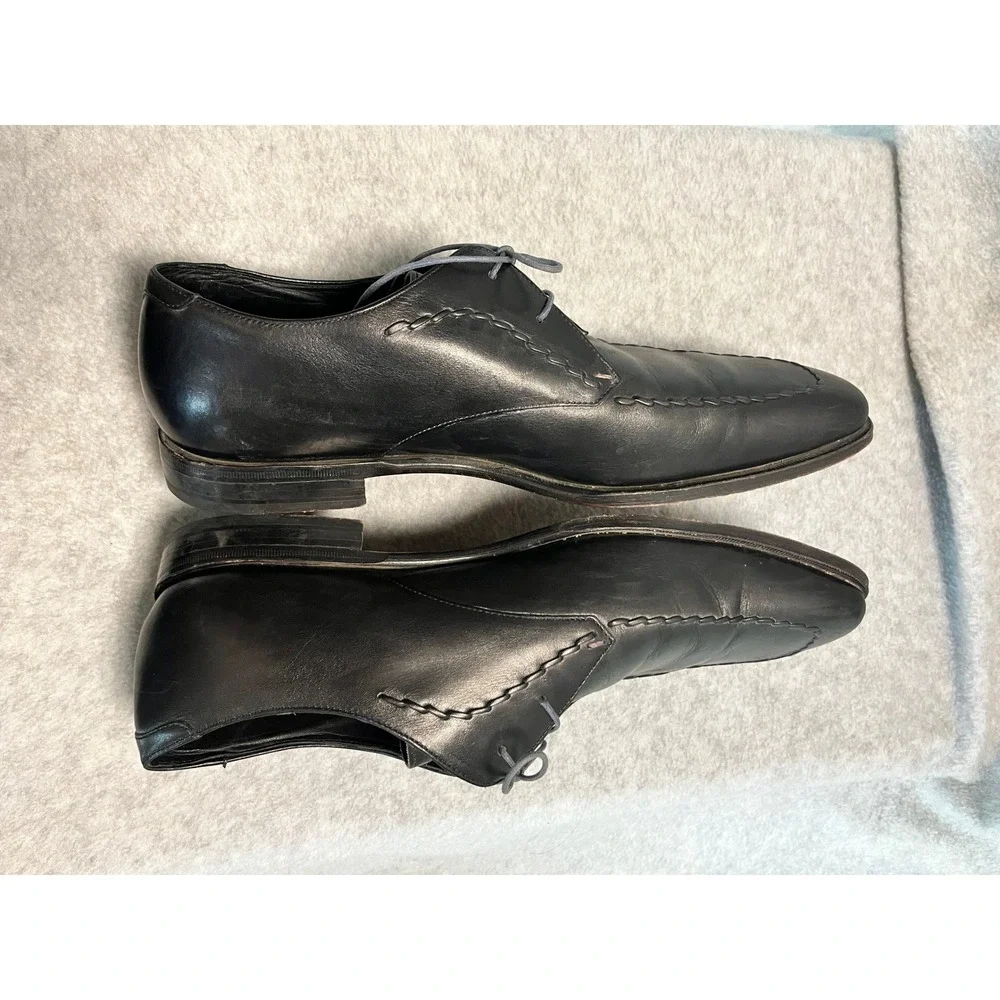 Paul Smith Mens Hand Crafted Black Leather Whipstitch Apron Toe Derby Shoes 9.5